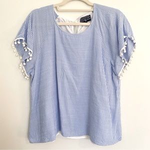 Duffield Lane Blue and White Striped Blouse